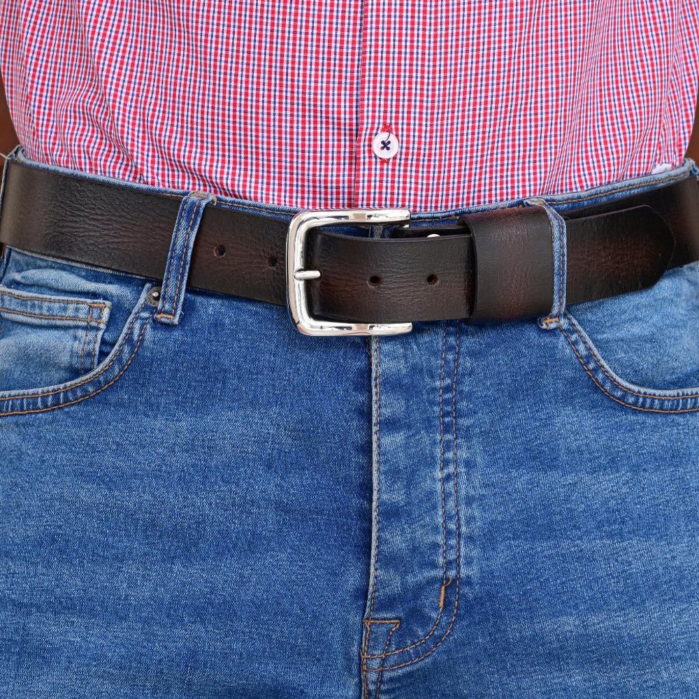 Handcrafted Coffee Roasted Vintage Men's Leather Belt - Free Personalization - Picture 10 of 15